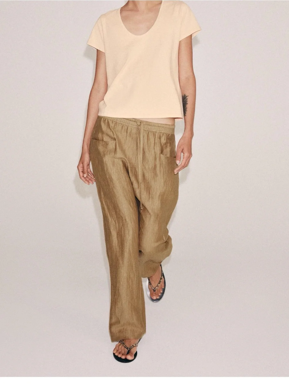 ZARA ZW COLLECTION LINEN BLEND PANTS